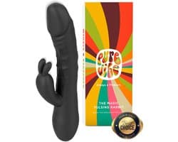 PureVibe® Magic Pulsing Rabbit – Stotende Rabbit Vibrator voor Vrouwen – Clitoris & G-Spot Stimulator – Dildo - 10 Stoot- & 10 Vibratiestanden – Sex Toys voor Koppels – Zwart