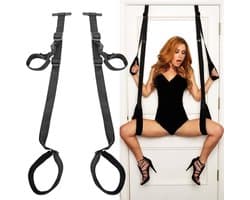 Door Swing - Deur Sexschommel - Verstelbare BDSM Deurboeien - Door Restraint Set - Handboeien en Beenboeien - Over the Door Wrist Cuffs - Deur Hanger Boeien - 4 verstelbare bevestigingen, 2 handboeien en 2 beenboeien + Gratis Blinddoek!