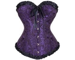 Burlesque Korset Top voor Dames - Stalen Baleinen - Grote Maat - Overbuste Bustiers - Donkerpaars