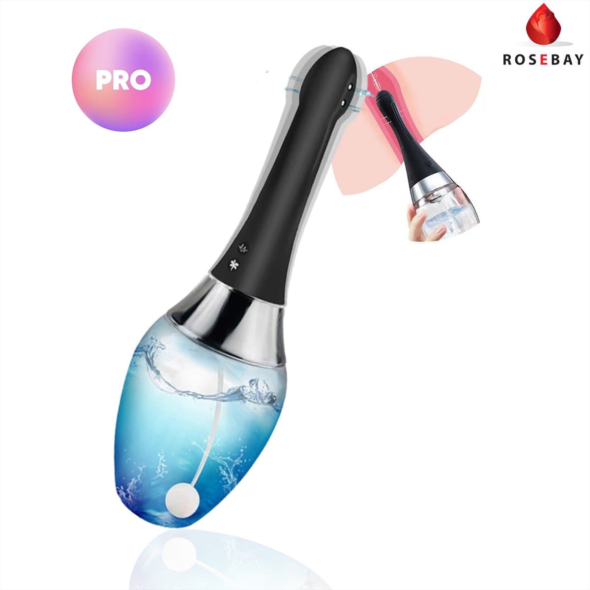 Rosebay Elektrische Intieme Douche - Anaal Douche- Vaginale vaginaal - Spoelen - Deluxe - Klysma set - Shower mannen en vrouwen Constipatie darmreiniging - Zwart — afbeelding 1