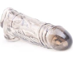 Penis Sleeve L Geaderd Black - Zeer gebruiksvriendelijk - Stevig Materiaal - Zwart Doorzichtig - Spannend voor koppels - Sex speeltjes - Sex toys - Erotiek - Sexspelletjes voor mannen en vrouwen – Seksspeeltjes - Penissleeve - Masturbator