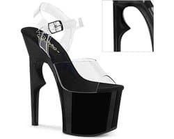 Pleaser - LOVETHORN-708 Sandaal met enkelband, Paaldans schoenen - Paaldans schoenen - 36 Shoes - Zwart/Transparant