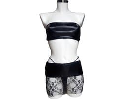 Sexy Lingerie S/M Erotische dames kleding set ondergoed string kostuum shiny nep leer Rok String Lak glans shiny Gogo Dancing paal dans pak sexy kleding dames erotiek lingerie set