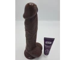 Erodit® Brown Chocolate Dildo, 20 cm, realistische penis met balzak- stevige zuignap, Dildo mannen Anaal- vaginaal, xxl Dildo met zuignap – unisex- Sekstoys- seksspeeltje voor man en vrouw. met glijmiddel