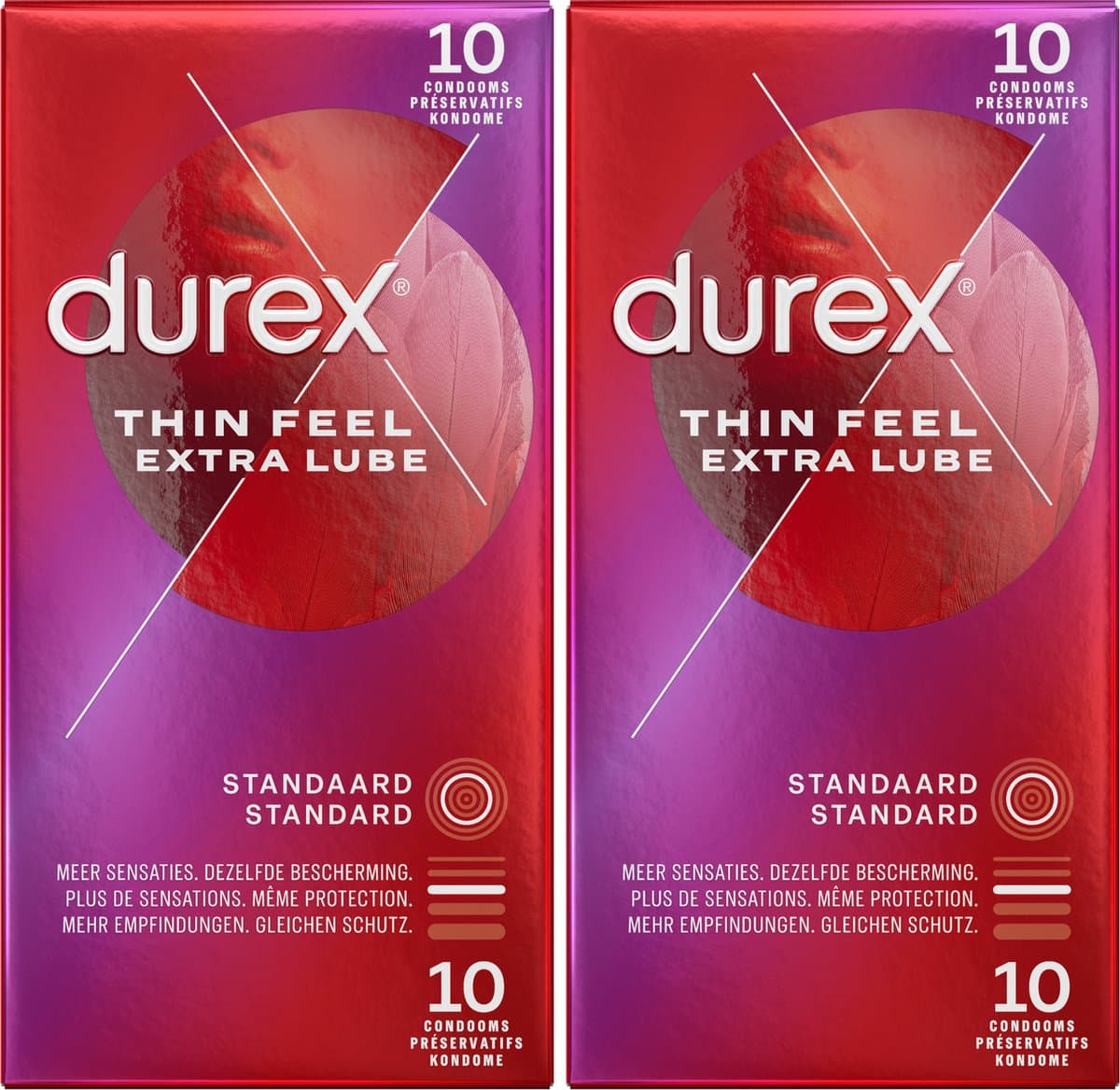 Durex - Condooms - Thin Feel - Extra Lube - 2x 10 stuks — afbeelding 1