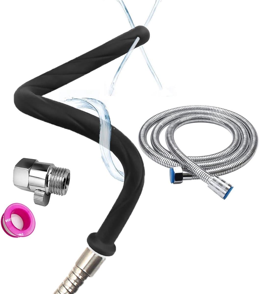 Flexibele Douche- en Enema Set met 4 Openingen, Comfortabele Siliconen Nozzle en 150 cm Slang voor Mannen en Vrouwen, Ideaal voor Hygiëne en Ontspanning — afbeelding 1