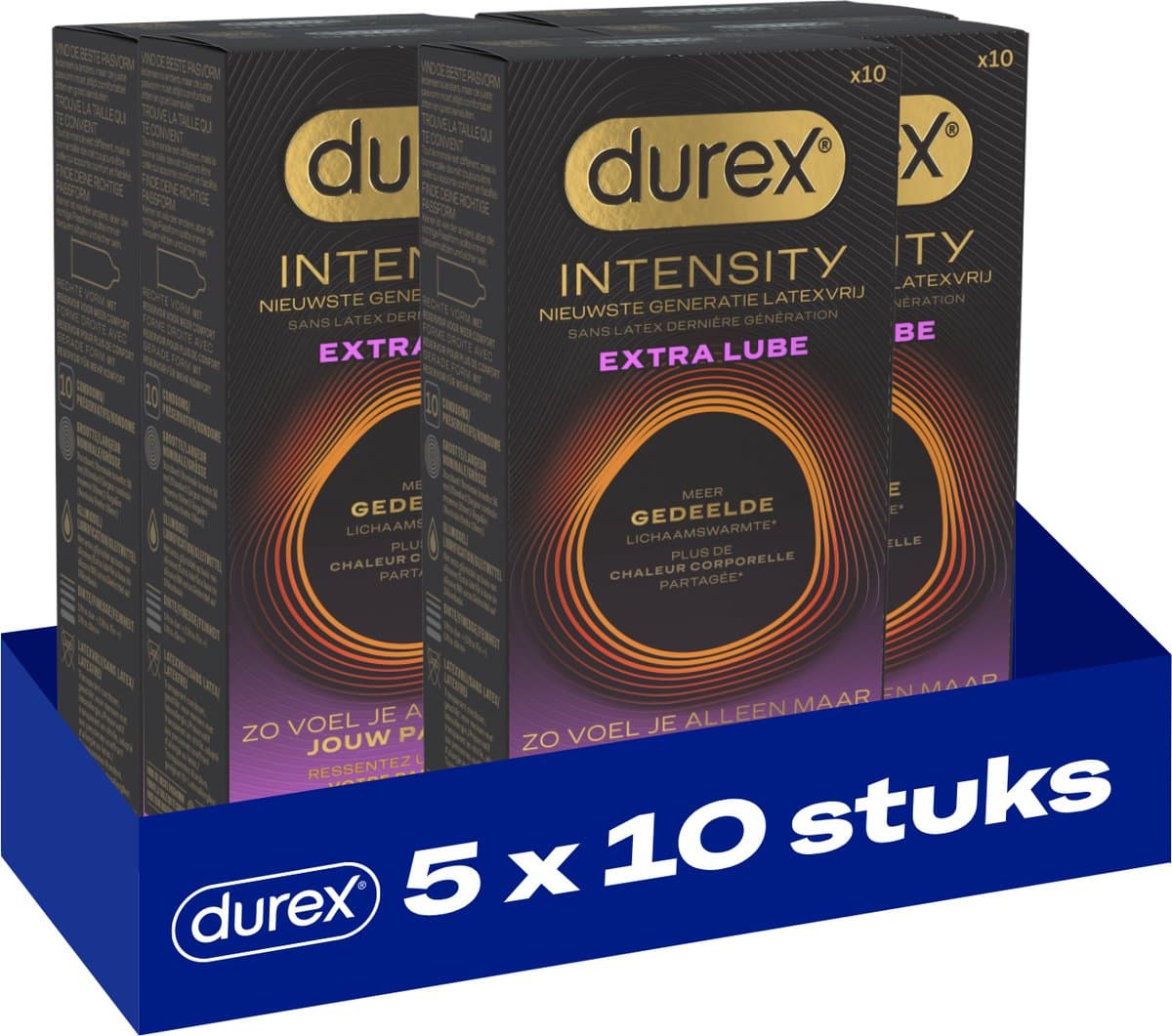 Durex Intensity Extra Glijmiddel Condooms - 10 stuks - Nieuwste generatie ultradunne, latexvrije condooms – Gedeelde lichaamswarmte x5 — afbeelding 1