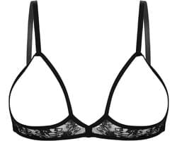 Dames kanten beha met blote rug en push-up effect | Sexy kanten lingerie string
