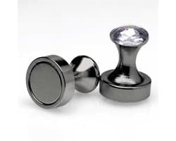 Black Line - Magnetische Power Pins Tepelklemmen met Siersteentje - Zwart