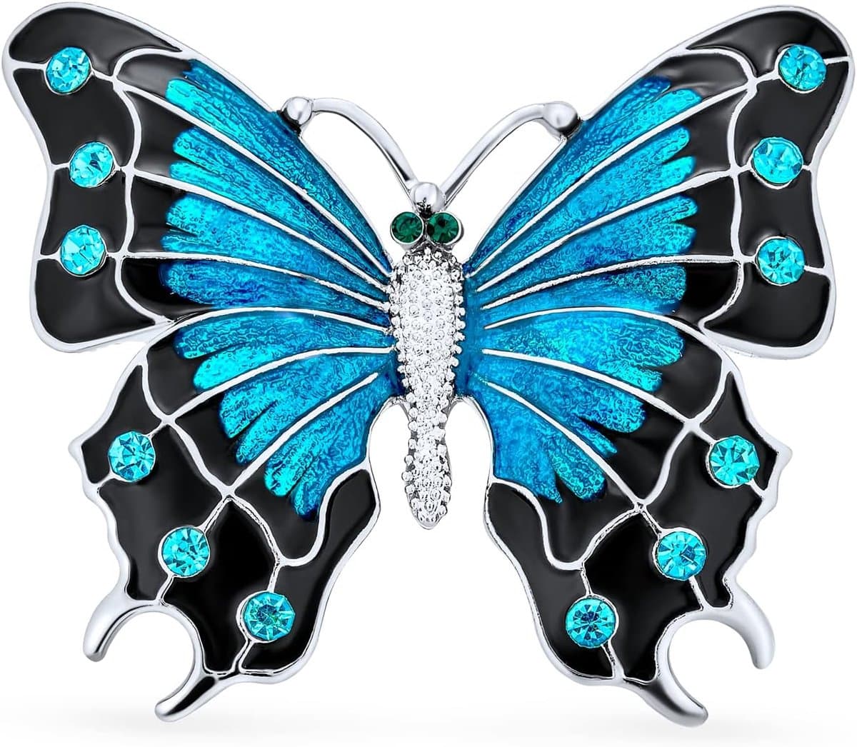 Statement Crystal Accent Geel Oranje Golden Aqua Blauw Zwart Clear Tuin Libelle Firefly Fladderende Filigraan Vlinder Broche Sjaal Pin Voor Vrouwen Tieners Zilver Verguld, Eén maat, Kristal, — afbeelding 1