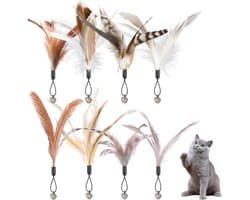 8 stuks kattenveren speelgoed met belletjes, vederteaser kattenspeelgoed, vervangende vullingen met belletjes, sporter speelspeelgoed voor kitten en kat