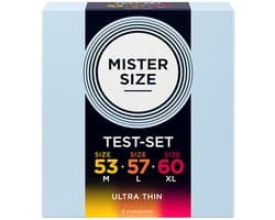 Mister Size TESTER Pure Feel - Kondooms 53, 57, 60 mm - 3 Stuks transparant