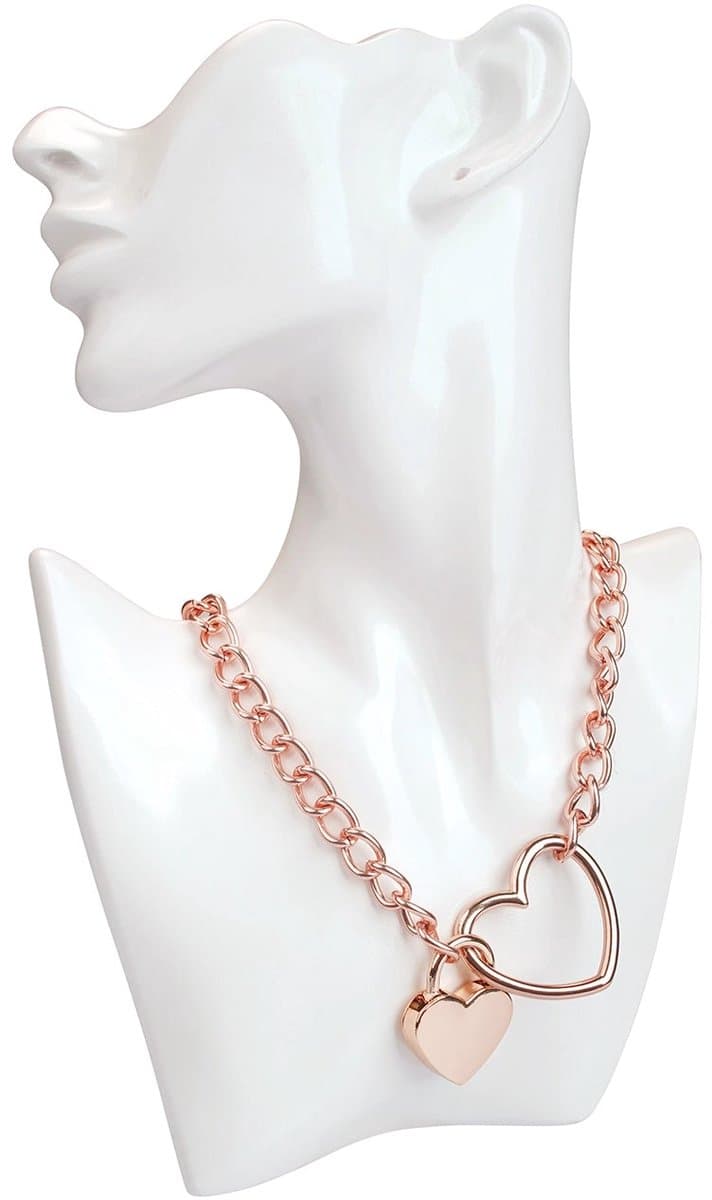 Liebe Seele - Ketting Collar met Hartvormig Hangslot - Goud — afbeelding 1