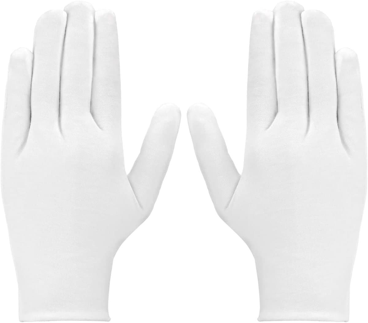 3 paar witte katoenen handschoenen voor dames en heren - stoffen handschoenen eczeem droge handen - hydratatie reiniging zilveren kostuums muntensieraden — afbeelding 1