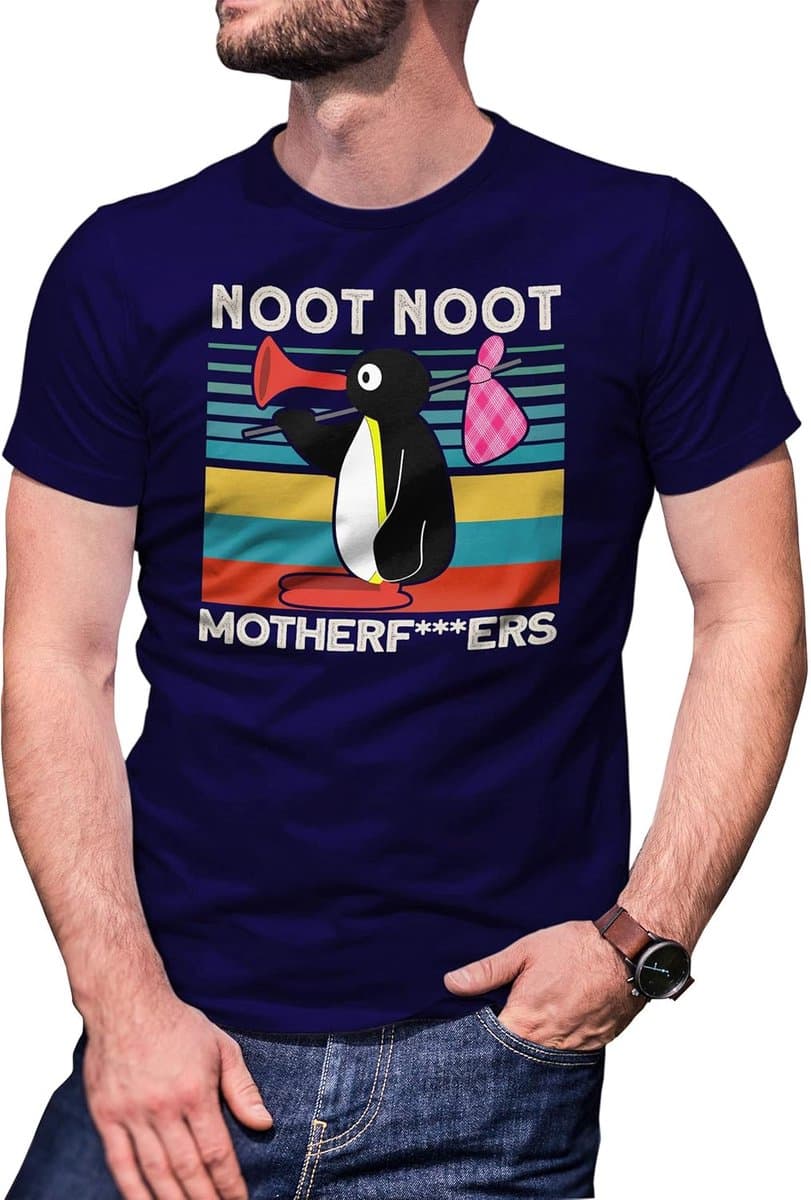 Grappig Pingu Meme 'Noot Noot' Klassiek T-Shirt voor Heren — afbeelding 1
