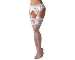 Obsessive Sexy Hold Up Kousen met Kanten Rand – Erotische Kousen – Maat L/XL – Wit