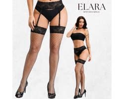 Elara Celestia – Sexy Jarretel Gordel met Kousen – 2-Delige Lingerieset – Verleidelijke Netkousen met Kant – S t/m XL – Dames Lingerie