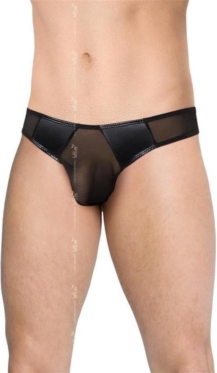 Sexy doorzichtige string met wetlook zwart XL — afbeelding 1