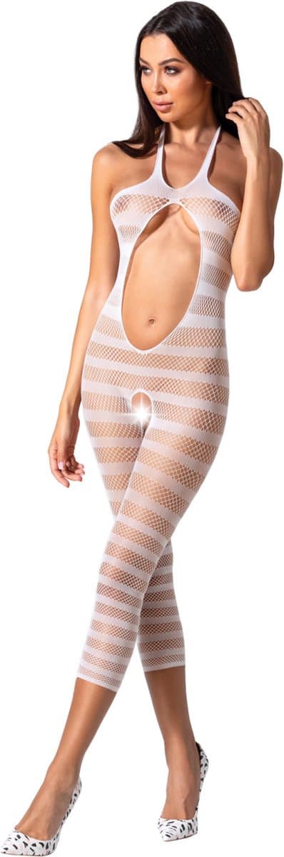Passion - Woman Bs081 White Bodystocking One Size — afbeelding 1