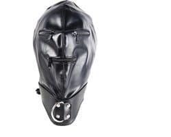 BNDGx® - Extreme BDSM Masker - Nep Leer met rits mond ogen dicht - SM