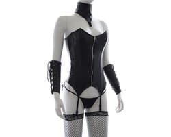 vscnovelty® BDSM - sexy Bodystocking set - Roleplay - SM - Fetish - PU-leer - Zwart