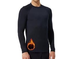 Thermoshirt voor heren, lange mouwen, fleecevoering, herfst en winter, warm bovenstuk, lange mouwen, voor voetbal, skiën, wintersport