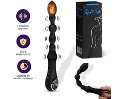 TipsToys® Prostaat Vibrator - Prostaat Stimulator met Anal Beads - 7 Vibrerende Standen - 2.7⌀ Anale Buttplug Massager - Prostate Sex Toys voor Mannen, Vrouwen en Koppels - Waterdicht, Vibrerend & Oplaadbaar - Siliconen - Zwart