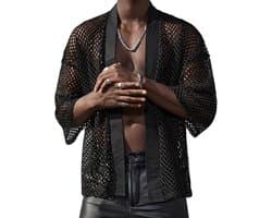Doorzichtig Mesh Shirt met Lange Mouwen voor Heren - Sexy Clubwear