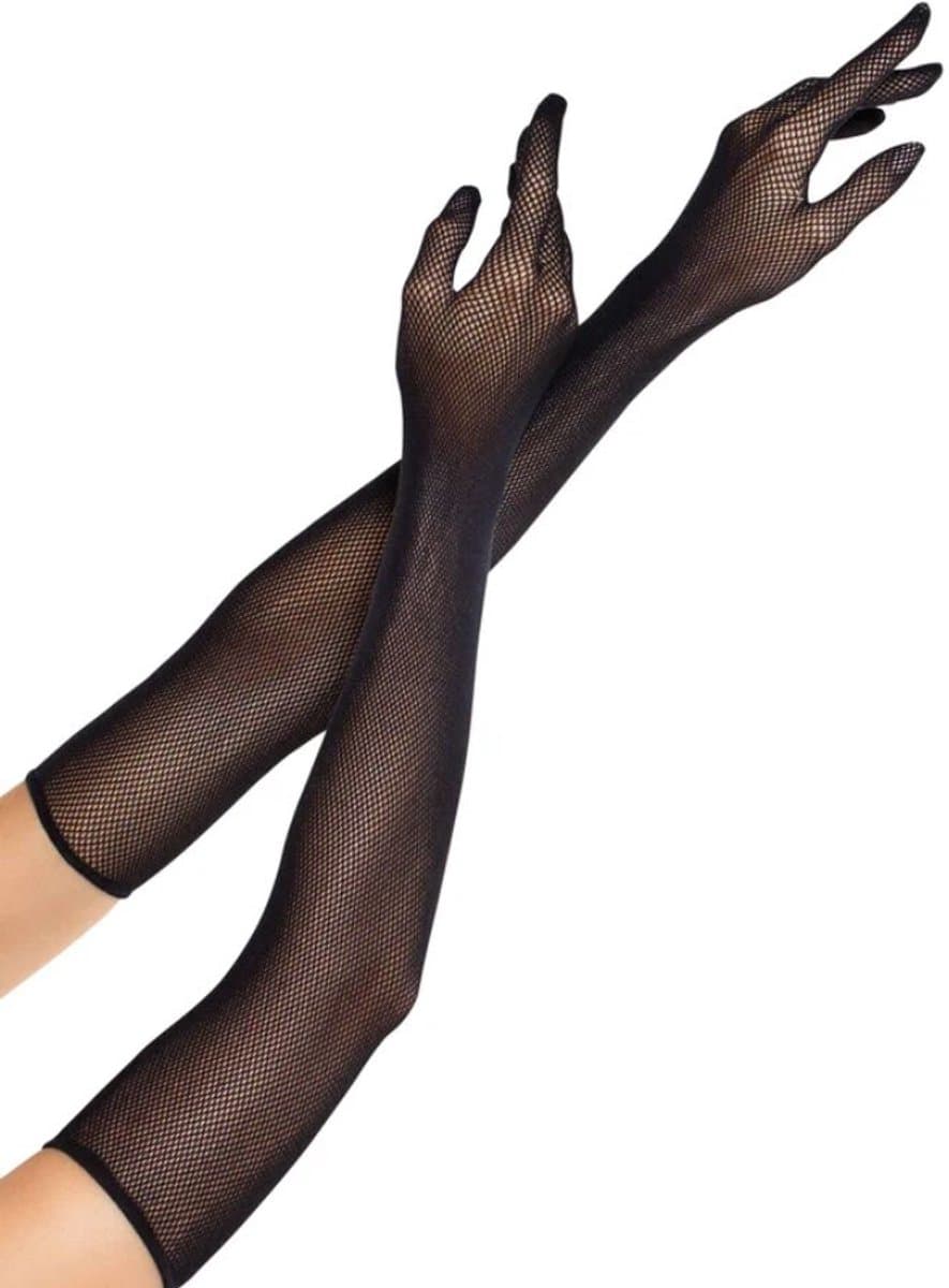 Leg Avenue - Opera Long Fishnet Gloves Black — afbeelding 1