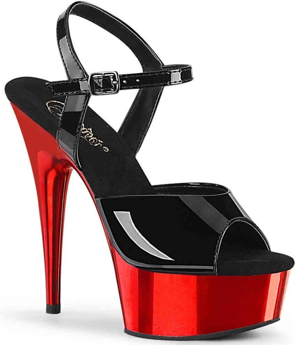 Pleaser - DELIGHT-609 Sandaal met enkelband - US 12 - 42 Shoes - Zwart/Rood — afbeelding 1