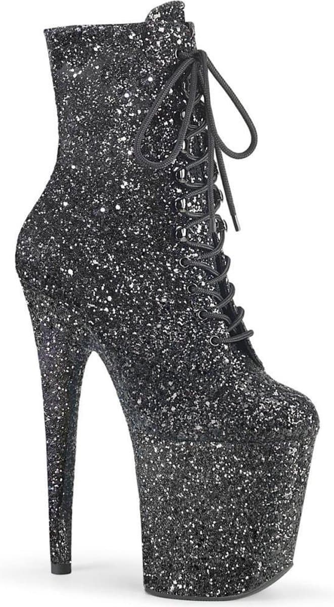 Pleaser - FLAMINGO1020GWR Plateau Laarzen, Paaldans schoenen - Paaldans schoenen - 35 Shoes - Zwart/Zilverkleurig — afbeelding 1