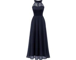 Elegante Avondjurk Lange Halterjurk voor Dames Bruiloft Cocktail Chiffon Kant
