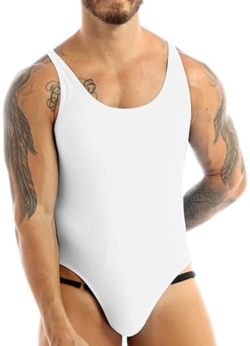 Eendelig ondergoed voor heren, mouwloos sportbody, gymnastiek bodysuit, stretch tanktop, M-XL — afbeelding 1