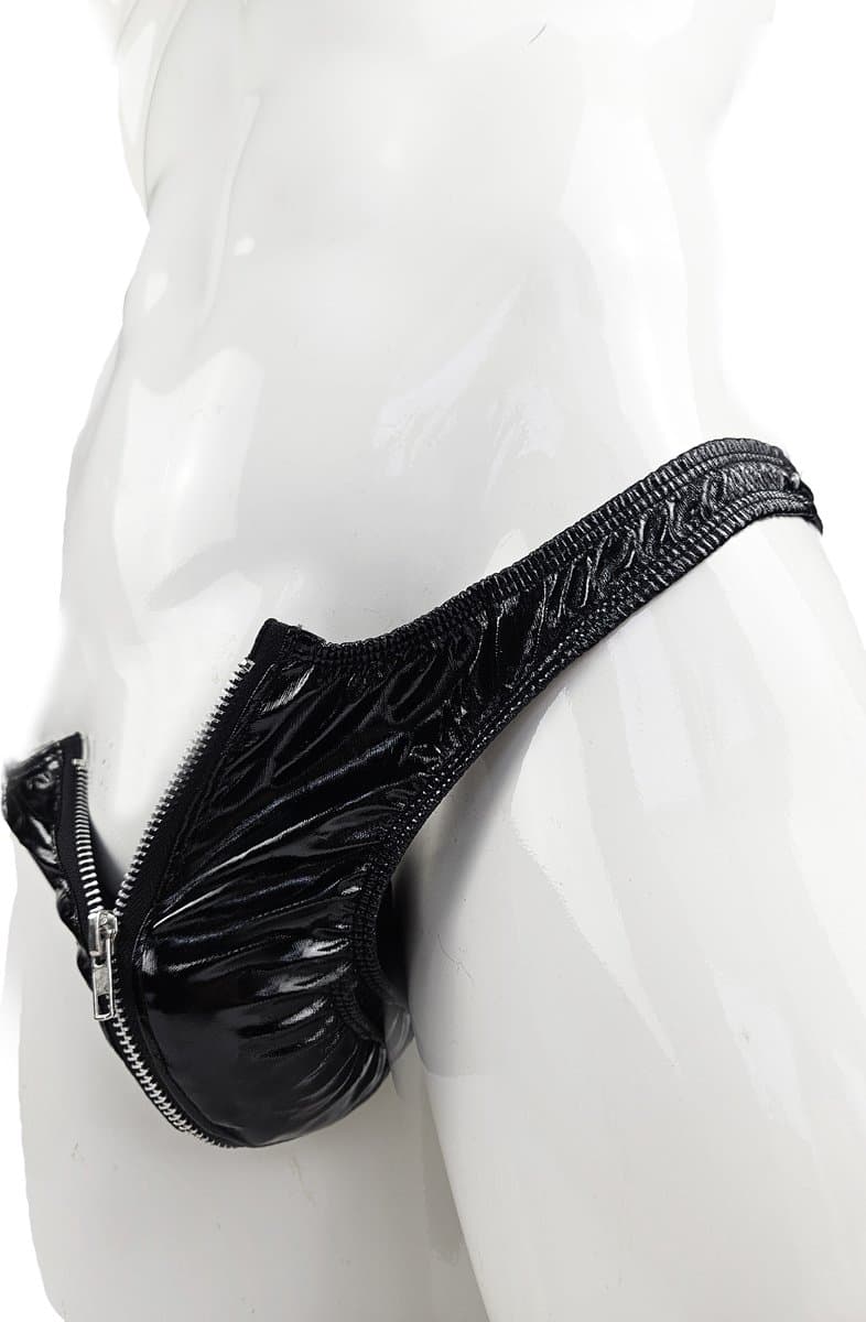 BamBella® - String Man - Maat S/M - sexy Lingerie Heren -Open voorkant rits - Zwart mannen string — afbeelding 1