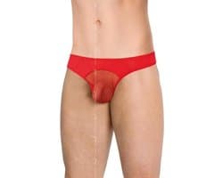 Sexy doorzichtige herenslip met visnet rood XL