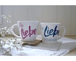 Set van 2 Mokken met Liefdevolle Tekst - Cadeau voor Valentijn, Jubileum of Bruiloft