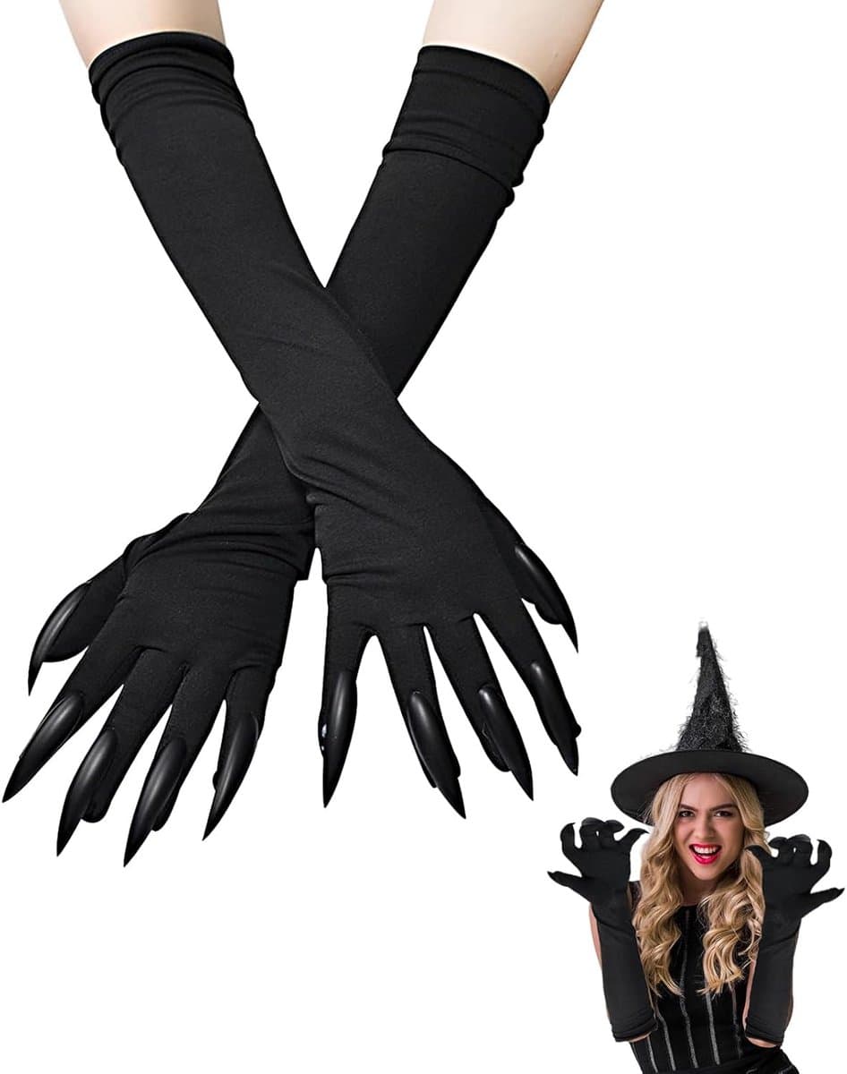 Nagels Zwarte Kleding Accessoires - Halloween Klauw Handschoenen voor Cosplay, Carnaval, Feestjes en Themapartijen - 48×9.5 cm Unisex Maat — afbeelding 1