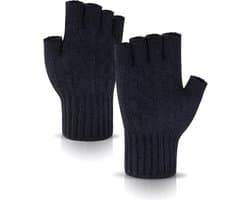 Handschoenen voor heren en dames, gebreide vingerhandschoenen zonder vingertoppen, zachte fleece handschoenen zonder vingers voor typen, fietsen, rijden, kamperen, hardlopen