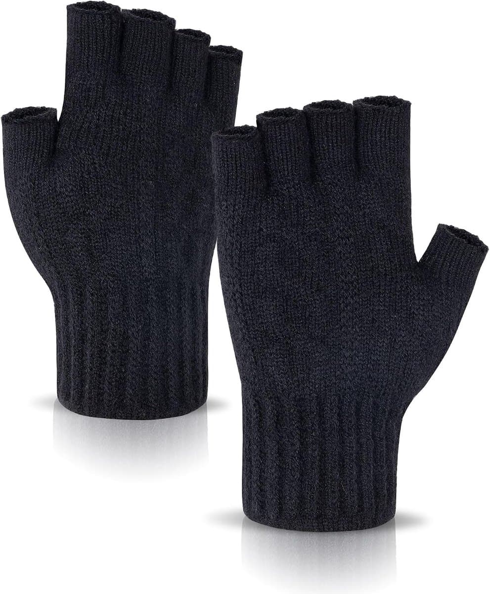 Handschoenen voor heren en dames, gebreide vingerhandschoenen zonder vingertoppen, zachte fleece handschoenen zonder vingers voor typen, fietsen, rijden, kamperen, hardlopen — afbeelding 1