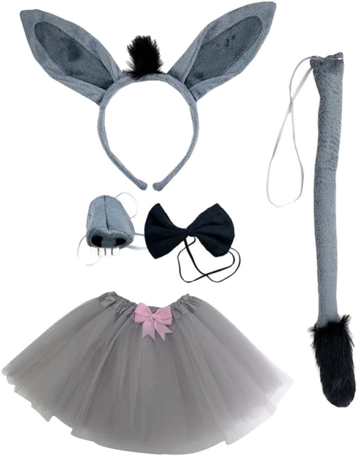 FRCOLOR Costume Set with Tutu Skirt Ear Headband Tail Bow Tie Animal Costume Set Halloween Cosplay Party Accessories 5 - ShopVlot — afbeelding 1