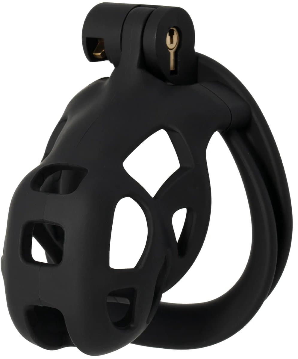 Hidden Desire - Kuisheidskooi - Penis Cage - P-Cage - Kunststof Kuisheidskooi - Chastity - Penis Kooi Zwart - Kuisheidkooi met 4 Ringmaten - Penis Prison Cock Cage - Verkrijgbaar in 4 Lengtes - Male Chastity Cages - Maat S - 8 cm - Zwart — afbeelding 1
