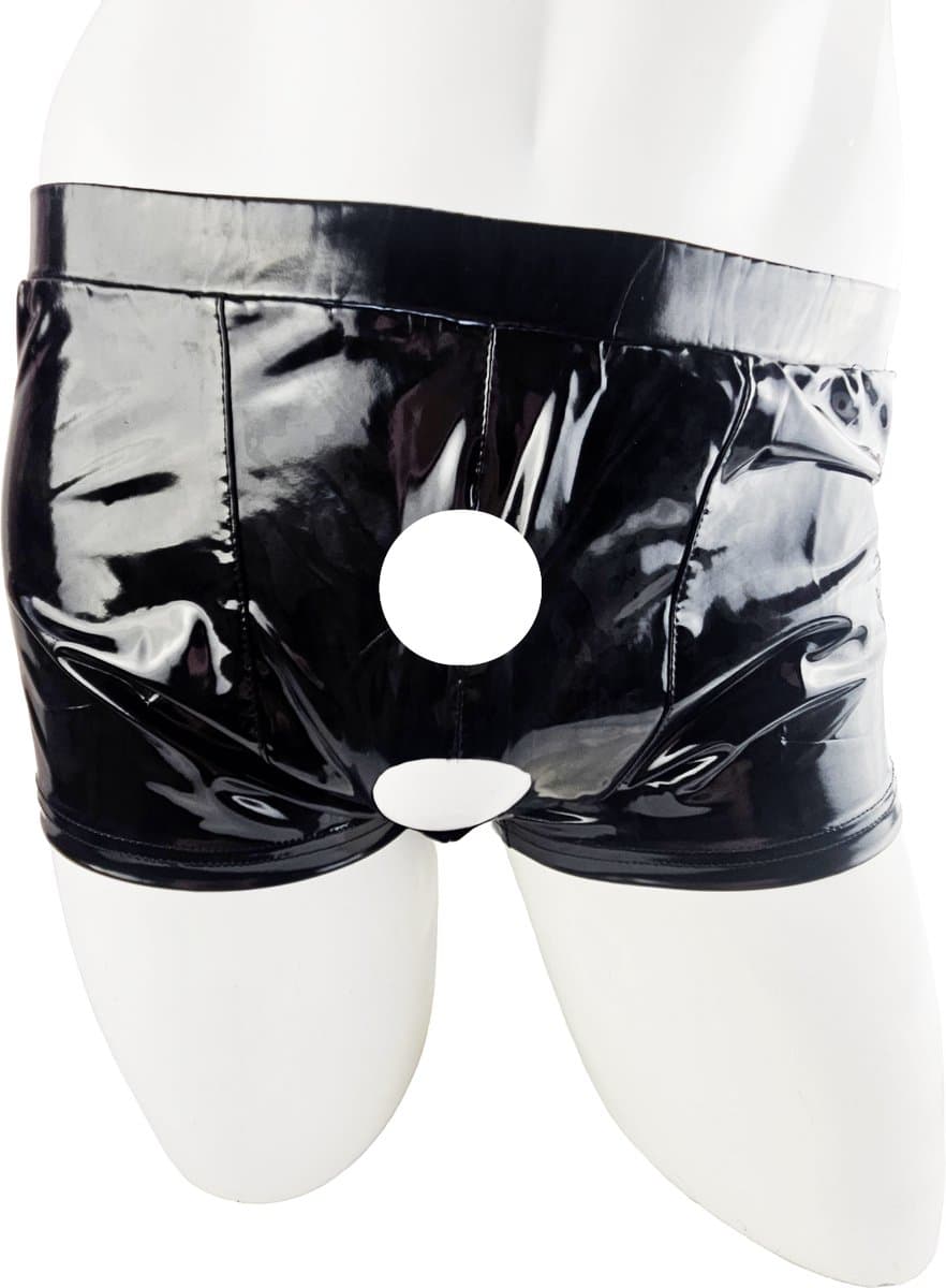 BamBella ® - Boxer short - Maat S/M - Datex Zwart (Latex en stof SM kleding BDSM erotische heren kleding ondergoed lingerie onderbroek zwart — afbeelding 1