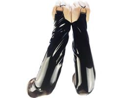 BNDGx® - 100% LATEX Handschoenen - Maat L/XL - Lang Zwart BDSM SM sexy glans handschoen vingerloos BDSM Rubber Fetish SM rollenspel kleding