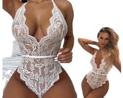 Erotische Body I I Bodystocking Lingerie Body Kostuum I Sexy Erotisch Ondergoed I Maat M-L I Wit