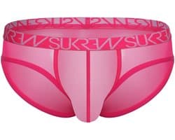 SUKREW Sheer Low-rise Brief Elect Pink - MAAT S - Erotisch Heren Ondergoed - Slip voor Man - Sexy mannen Slip