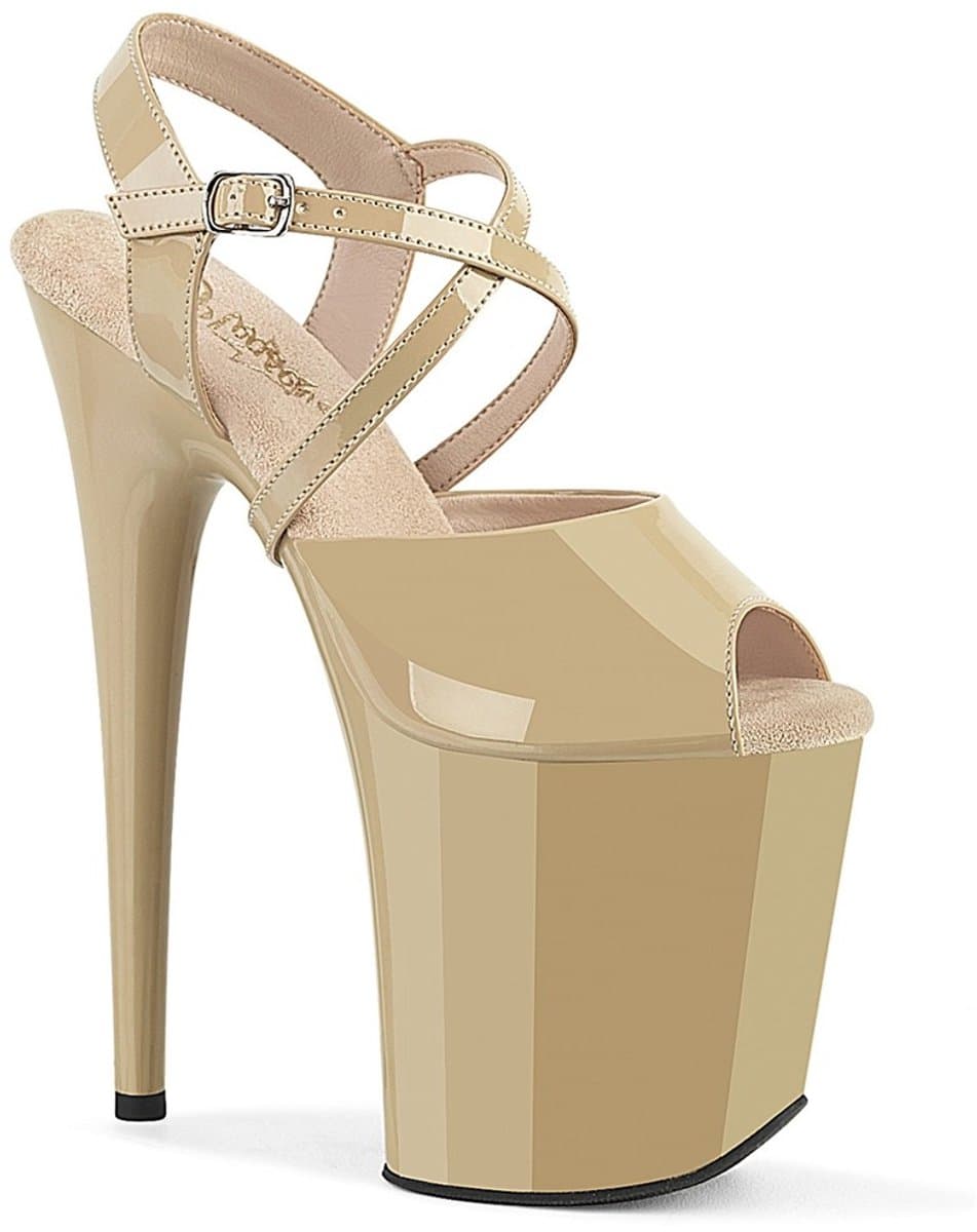 Pleaser - FLAMINGO824 Sandaal met enkelband, Paaldans schoenen - US 7 - 37 Shoes - Creme — afbeelding 1