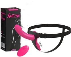TipsToys® 2-in 1 Vibrerende Strapon - Dildo met Afstandsbediening, Verstelbaar Voorbind Harnas en Schelp - Stimulator Prostaat, Clitoris en G spot - Pegging Vibrator Anaal - Seksspeeltjes voor Koppels,- Vrouwen en Mannen - Beginner Sex Toys - Remote