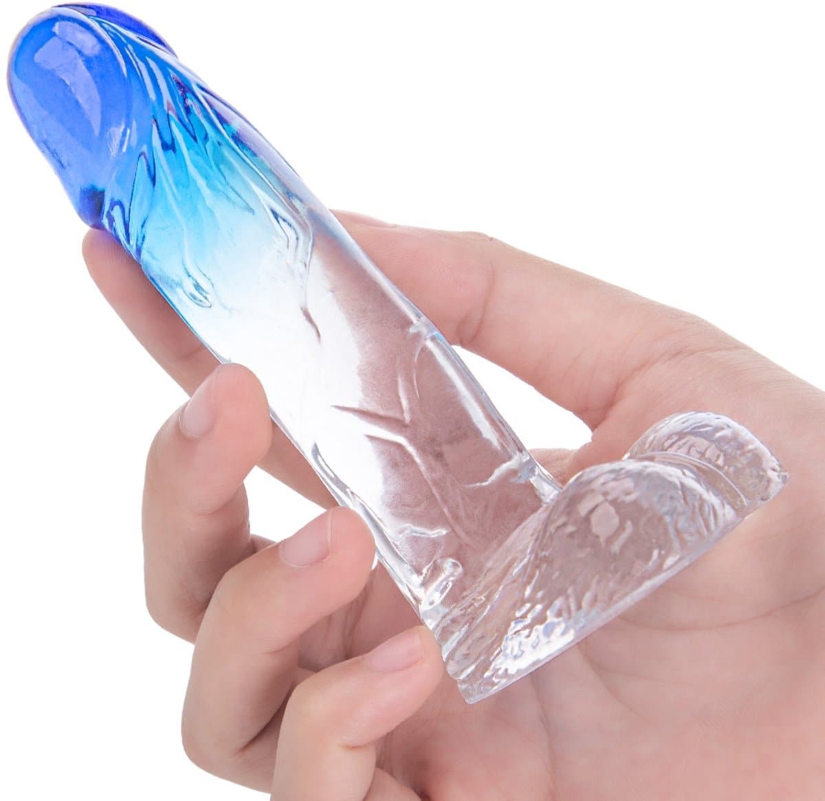 Deep Desire - Kleine Dildo - Kunstrubber - 11,5 cm - Transparant/Blauw — afbeelding 1