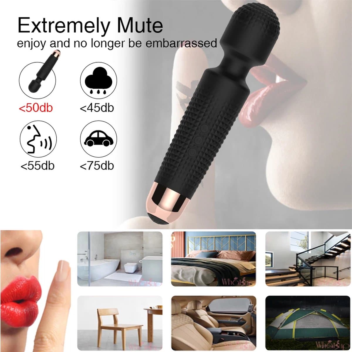 Vibrator - Wand Massage - Magic Wand Vibrator - Seksspeeltjes - Vibrators voor Vrouwen en koppels - Clitoris Stimulator - Zwart - 12 Standen - G-Spot - Erotiek - Stimuleer Vibrator - Sex toys - Zwart — afbeelding 1