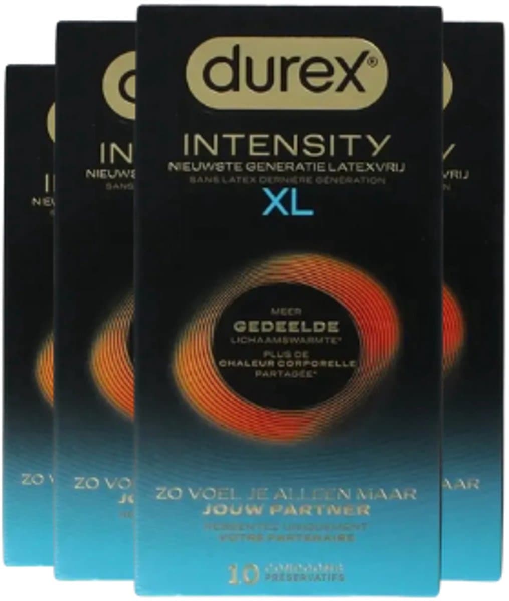 Durex Intensity Condooms XL - Nieuwste generatie ultradunne, latexvrije condooms voor mannen – Gedeelde lichaamswarmte - 4 x 10 stuks - Voordeelverpakking — afbeelding 1
